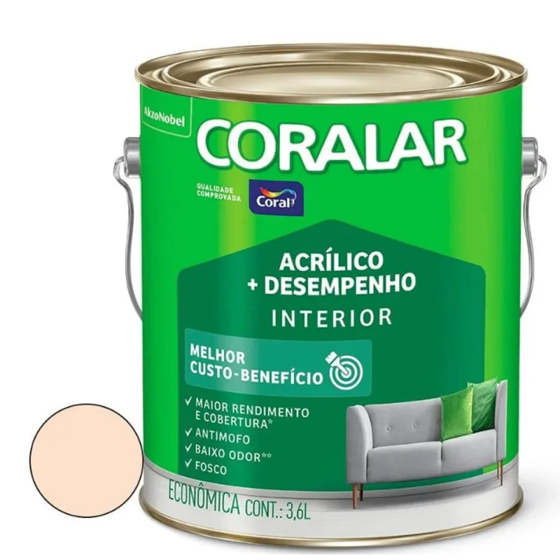 Tinta Acrílica Coralar Econômica Mais Desempenho Interior Areia Fosco 3,6l Coral - Coral - Tinta