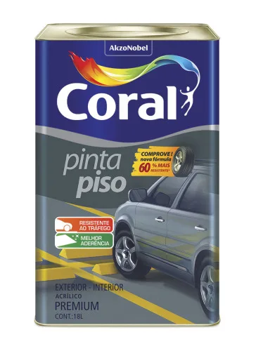 Pinta Piso Fosco Cinza Medio Coral / 2 Volu... - CORAL - Tintas / Pinturas