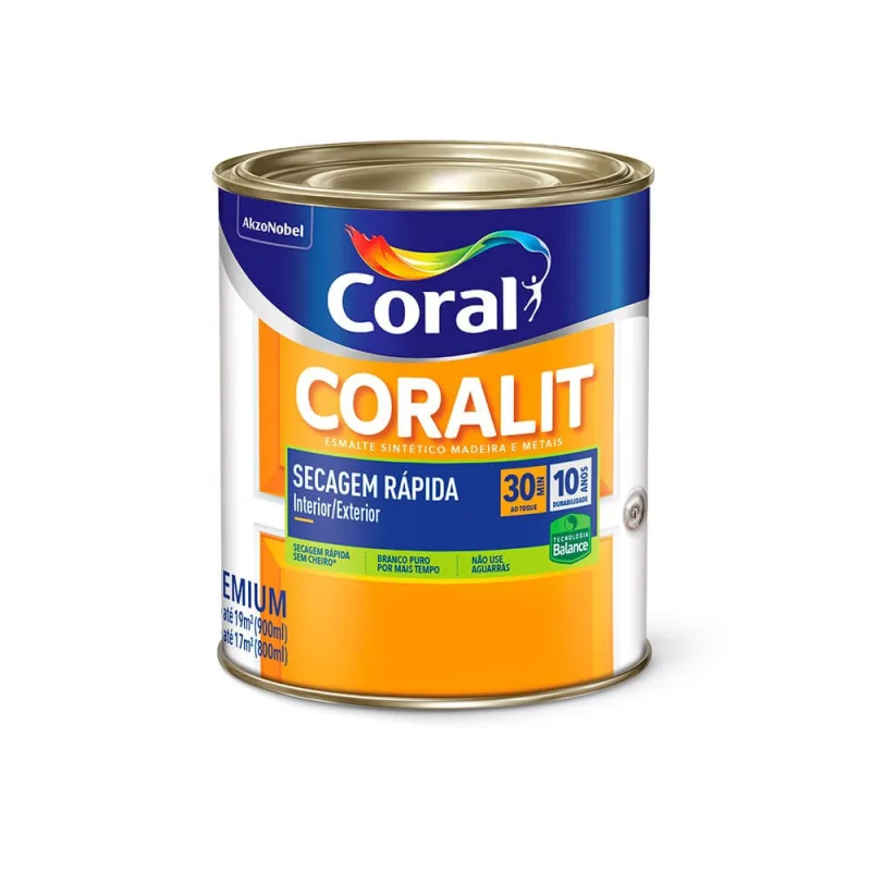 Tinta Esmalte Base Água Coralit Zero Branco Acetinado 900ml Coral - Coral - Tinta