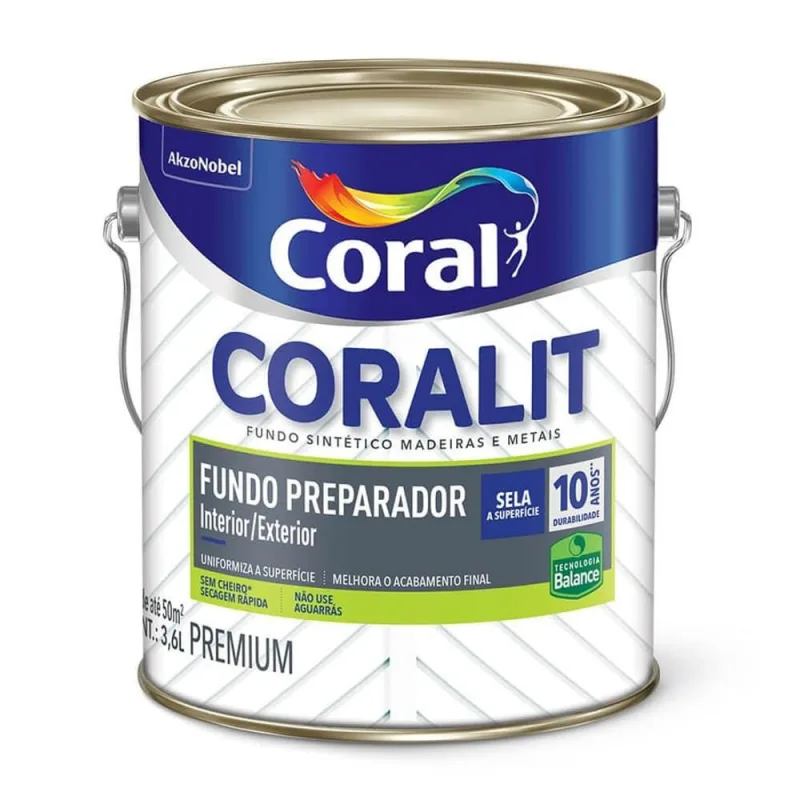 Fundo Preparador para Madeira e Metais Coralit 3,6l Coral - Coral - Pintura E Acessórios
