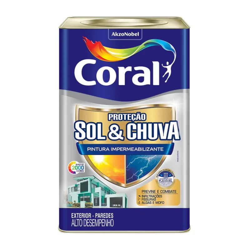 Tinta Acrílica Premium Proteção Sol e Chuva Exterior Branco Fosco 18l Coral - Coral - Tinta