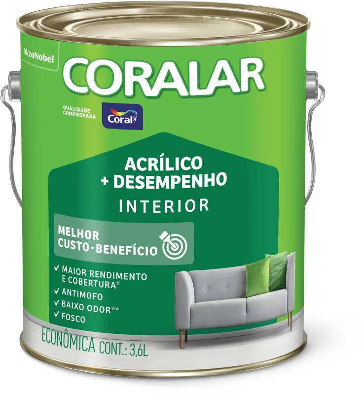 Tinta Acrílica Coralar Verde Timbalada 3,6L - Coral - Construção