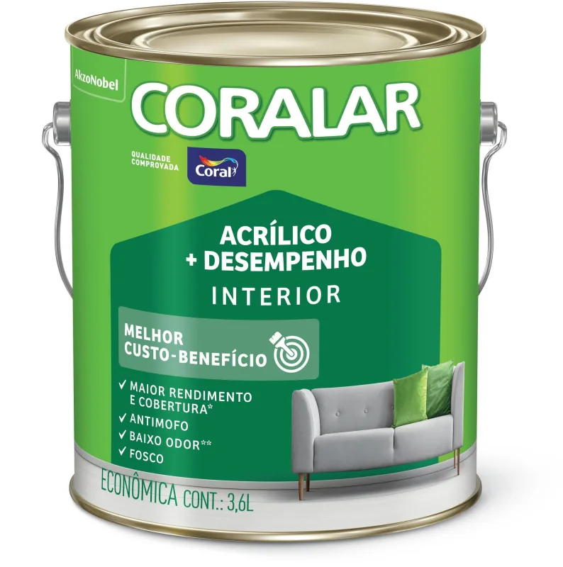 Tinta Acrílica Coralar Pavão 3,6L - Coral - Construção