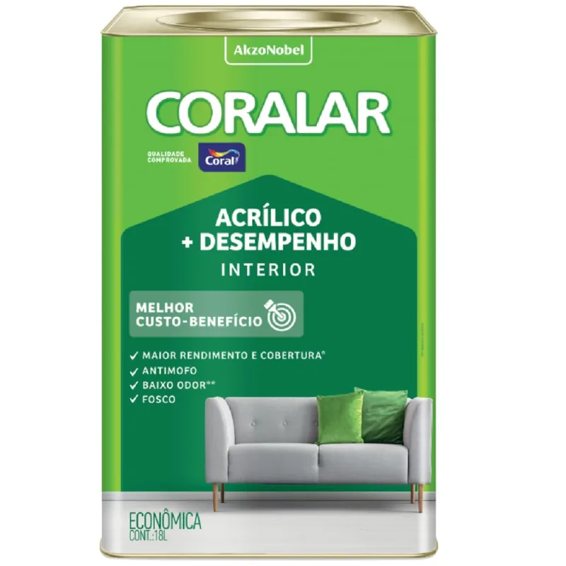 Tinta Acrílica Coralar Verde Kiwi 18 Litros - Coral Coral - Não Informado - Casa, Construção E Ferramentas