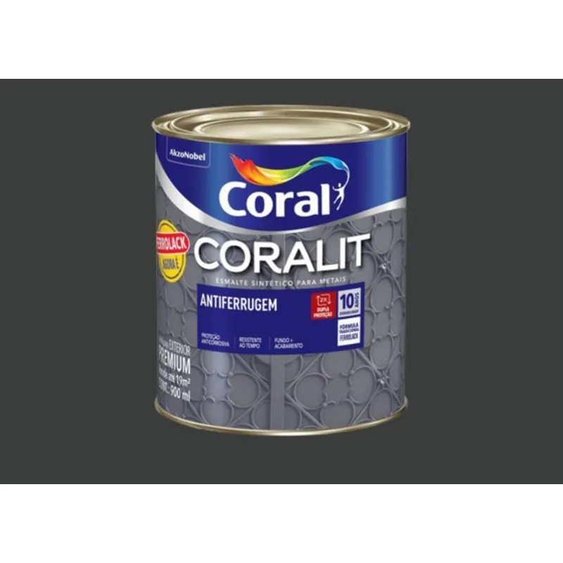 Esmalte Premium Sintético Brilhante Antiferrugem Preto Coral Esmalte Premium Sintético Brilhante Antiferrugem Preto 0,9L Coral