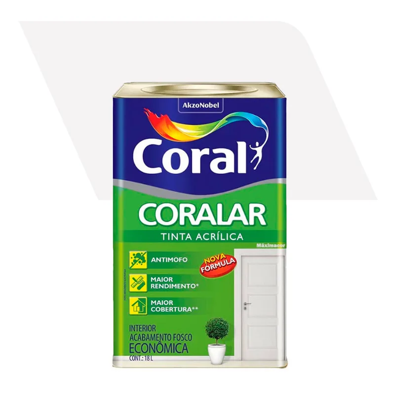 Tinta Acrílica Econômica Fosco Coralar Branco Neve 18L - Coral
