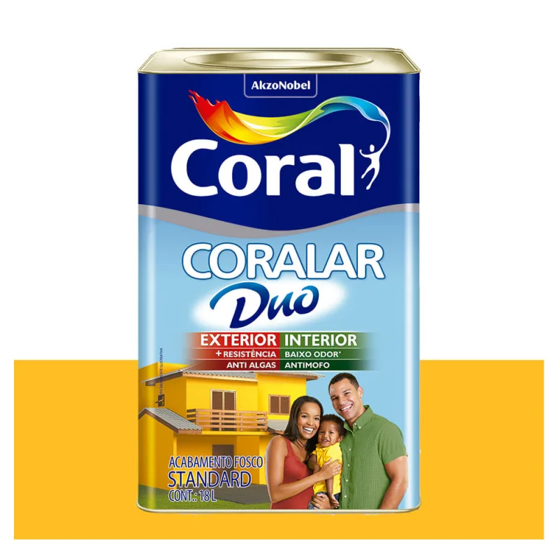 Tinta Coral Coralar Duo Econômica Acrílica Fosca Amarelo Frevo 18 Litros - Coral - Tinta
