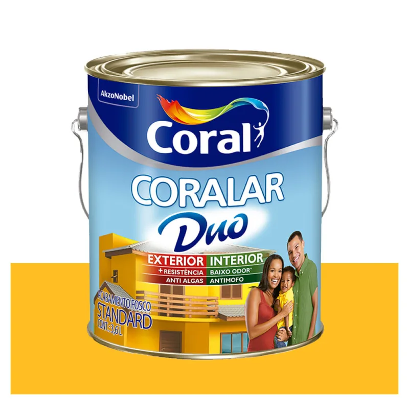 Tinta Coral Econômica Coralar Duo acrílica fosca amarelo frevo 3,6L - Coral - Tinta