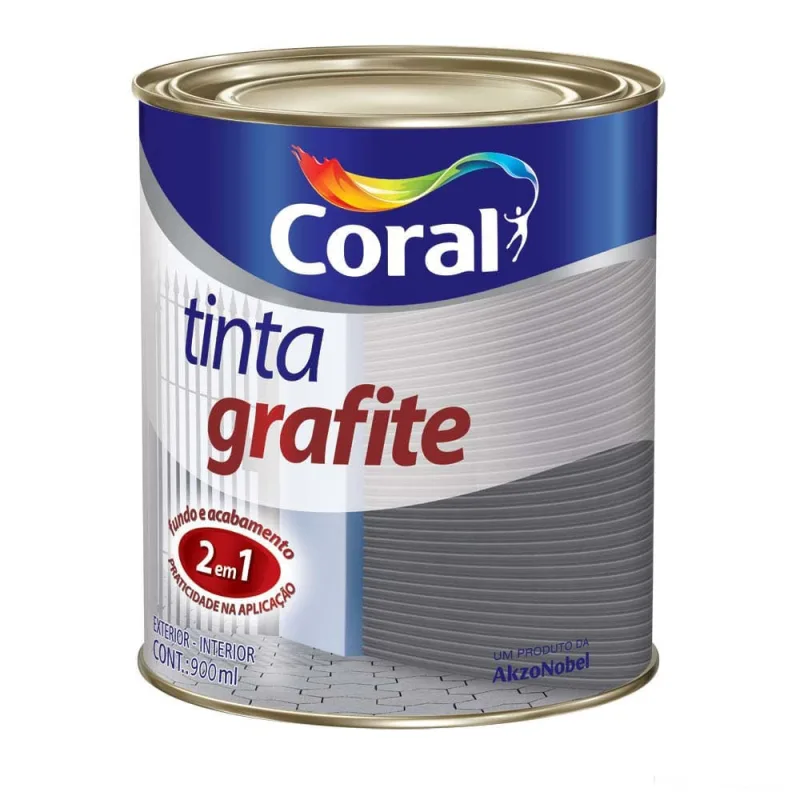 Tinta Esmalte Sintético Grafite Cinza Claro Fosco 900ml Coral - Coral - Tinta