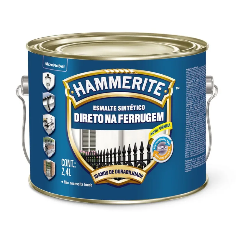 Tinta Esmalte Sintético Anti-Ferrugem Cinza Brilhante 2,4l Coral - Hammerite