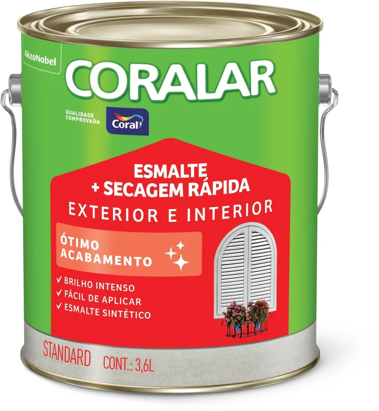 Tinta Esmalte Coralar Brilhante Preto 3,6L - Coral - Construção