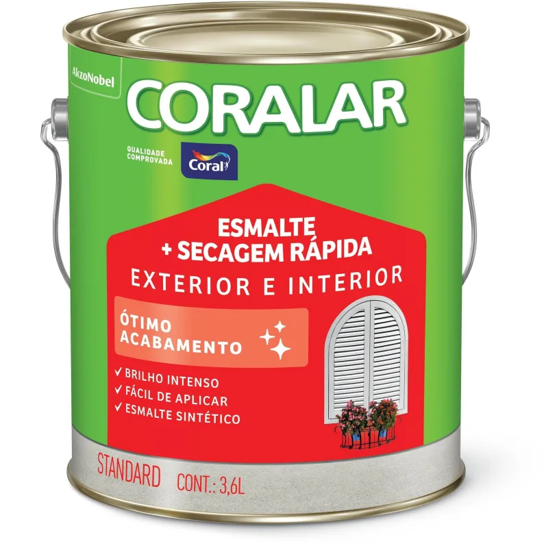 Tinta Esmalte Coralar Brilhante Cinza Médio 3,6L - Coral - Construção
