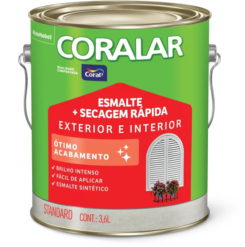 Tinta Esmalte Coralar Brilhante Marrom 3,6L - Coral - Construção