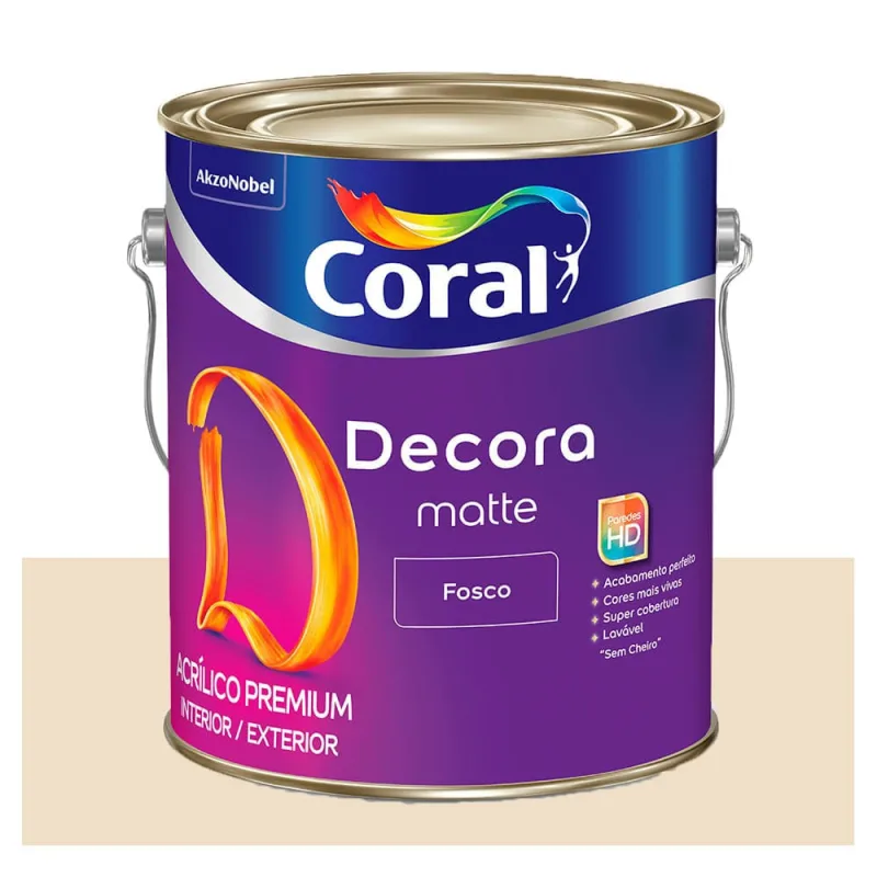 Tinta Acrílica Premium Decora Matte Interior e Exterior Palha Fosco 3,6l Coral - Coral - Tinta
