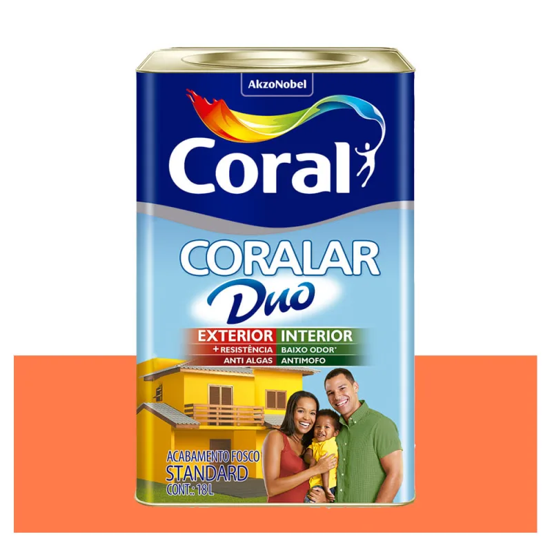 Tinta Coral Econômica Coralar Duo acrílica fosca laranja maracatu 18L - Coral - Tinta