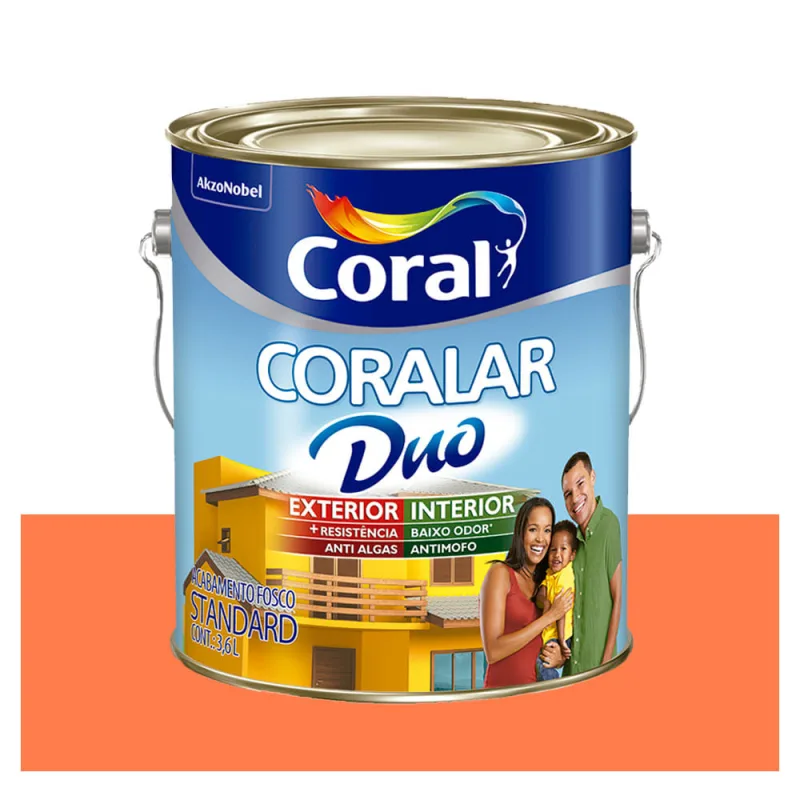 Tinta Coral Coralar Duo Econômica Acrílica Fosca Laranja Maracatu 3,6 Litros - Coral - Tinta