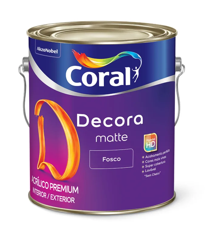 Tinta acrílica premium fosca Decora cascalho 3,6L Coral - Coral - Tinta