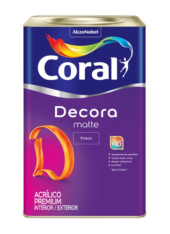 Tinta Acrilica Premium Decora Fosco Cascalho 18l Coral - Coral - Tinta