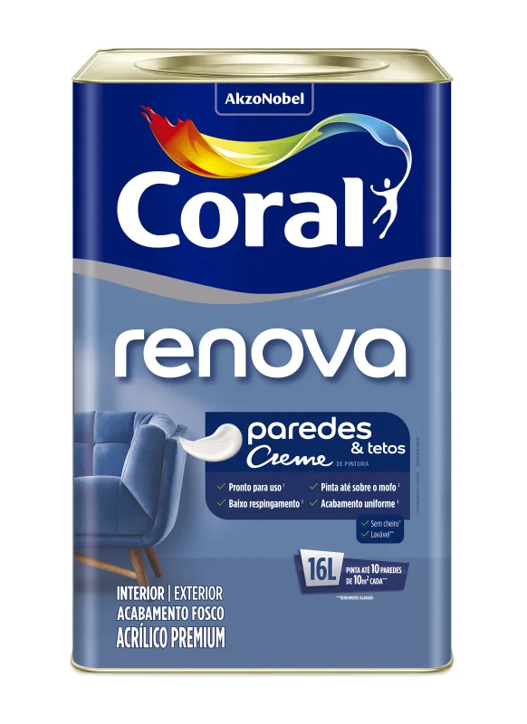 Tinta Premium Renova Branco Gelo 16l Coral - Coral - Tinta
