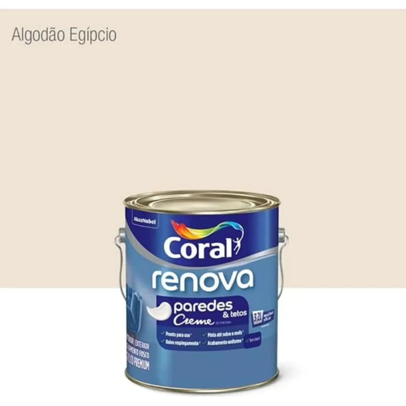 Tinta Acrílica Premium Renova Paredes e Tetos Interior e Exterior Algodão Egípcio Fosco 3,2l Coral - Coral - Tinta