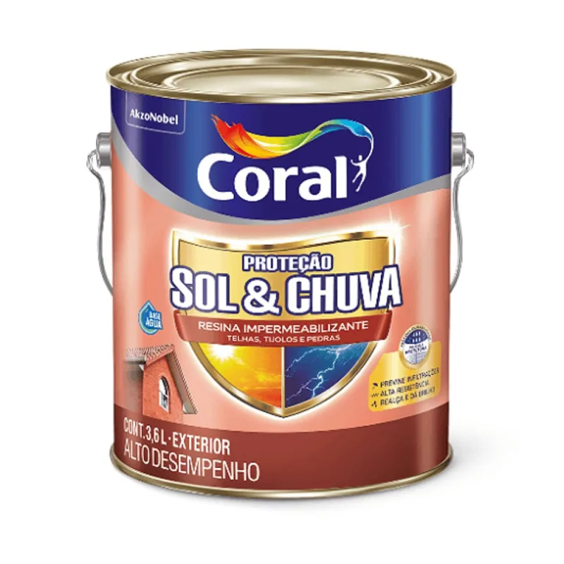 Resina Impermeabilizante Sol e Chuva Incolor 3,6l Coral - Coral - Pintura E Acessórios