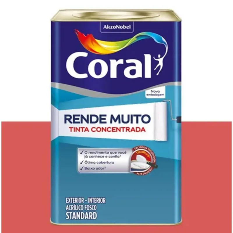 Tinta Acrílica Standard Rende Muito Interior e Exterior Suco de Goiaba Fosco 16l Coral - Coral - Tinta