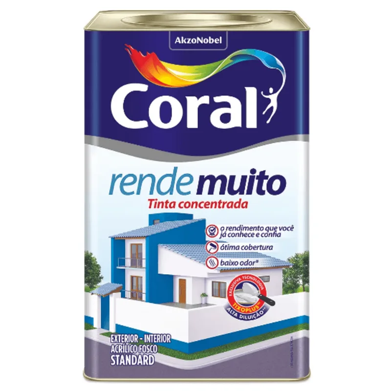 Tinta Acrílico Fosco Rende Muito Standard 16 Litros Cromo Suave Coral - Coral