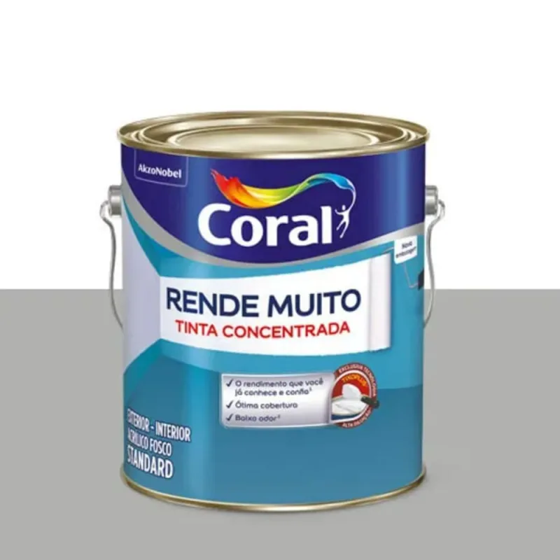 Tinta Acrílica Standard Rende Muito Interior e Exterior Tubarão Branco Fosco 3,2l Coral - Coral - Tinta