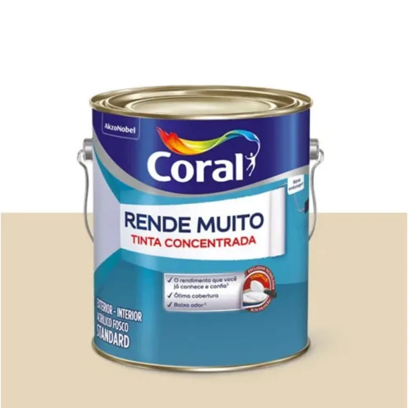 Tinta Acrílica Standard Rende Muito Interior e Exterior Palha Fosco 3,2l Coral - Coral - Tinta