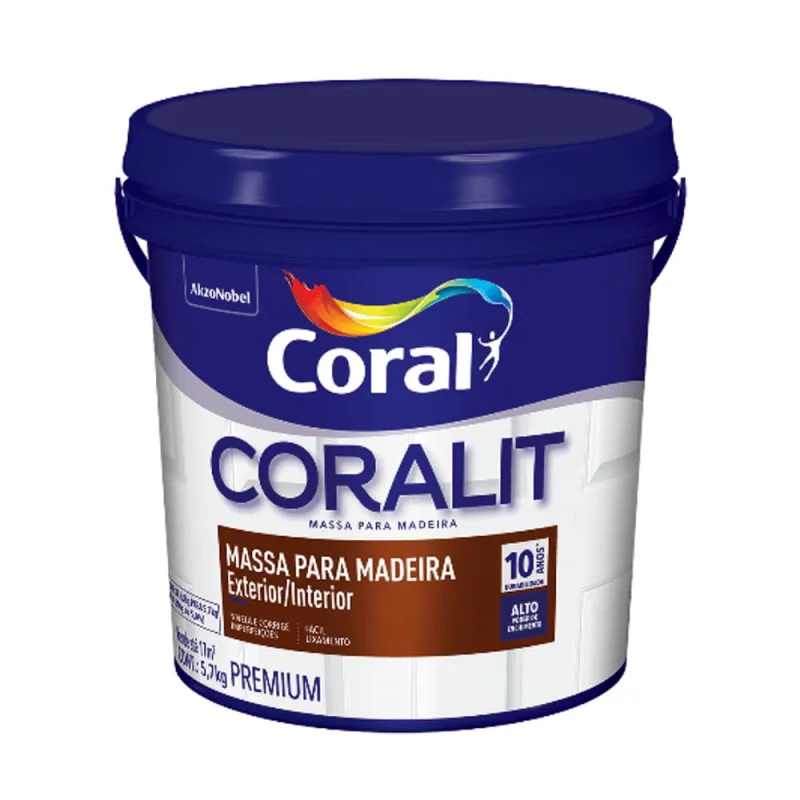 Massa para Madeira Branco 5,7kg Coralit Coral - Coral - Pintura E Acessórios