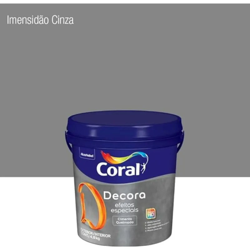 Textura Efeito Efeito Cimento Queimado Decora Imensidão Cinza Cinza Fosco 4,8kg Coral - Coral - Tinta