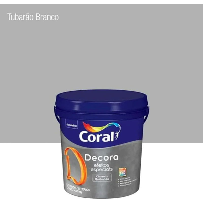 Textura Efeito Efeito Cimento Queimado Decora Tubarão Branco Cinza Fosco 4,8kg Coral - Coral - Tinta