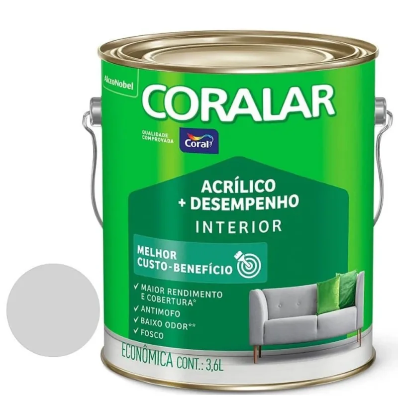 Tinta Acrílica Coralar Econômica Mais Desempenho Interior Neblina Paulista Fosco 3,6l Coral - Coral - Tinta