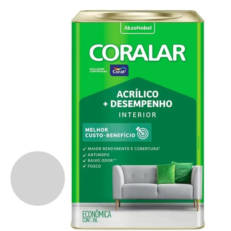 Tinta Acrílica Coralar Econômica Mais Desempenho Interior Neblina Paulista Fosco 18l Coral - Coral - Tinta