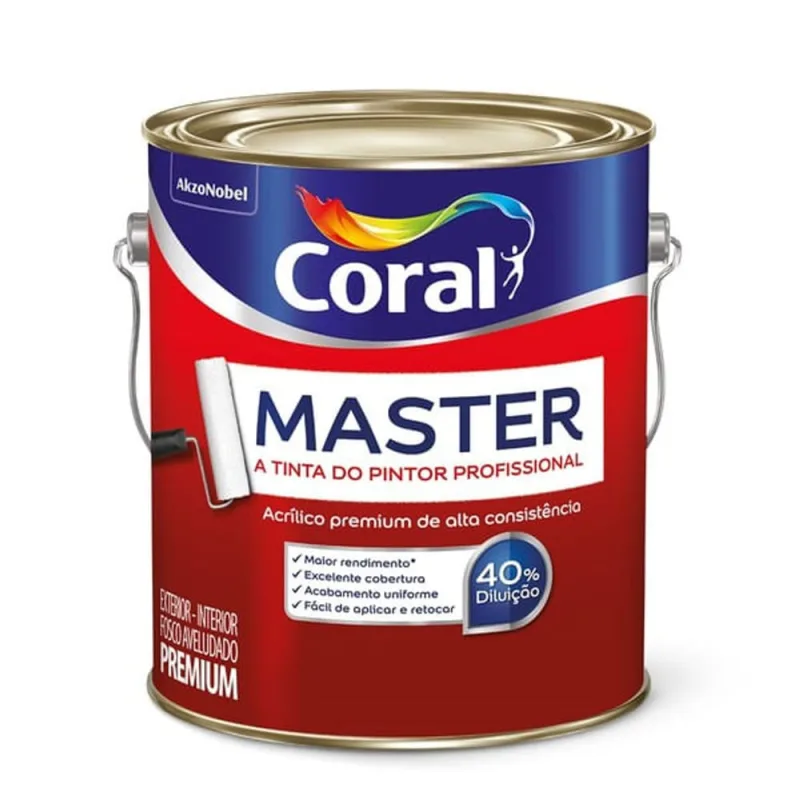 Tinta Acrílica Premium Master Interior e Exterior Palha Fosco 3,6l Coral - Coral - Tinta