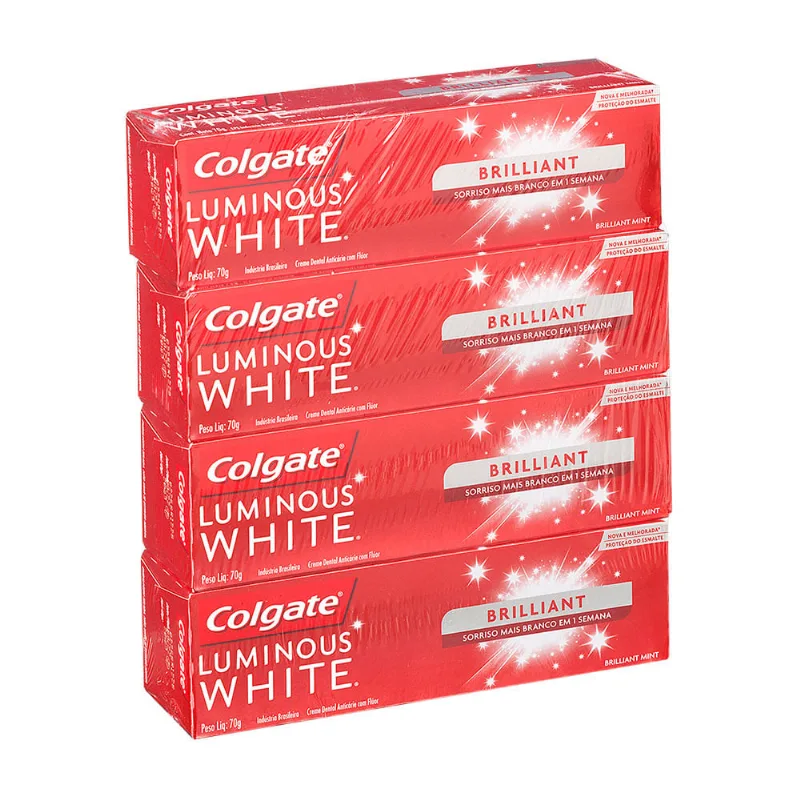 Creme Dental Luminous White Colgate Pack com 4 Unidades 70g Cada