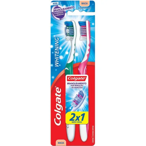 Escova Dental Whitening Colgate Cartela 2 Unidades - COLGATE - Higiene E Beleza