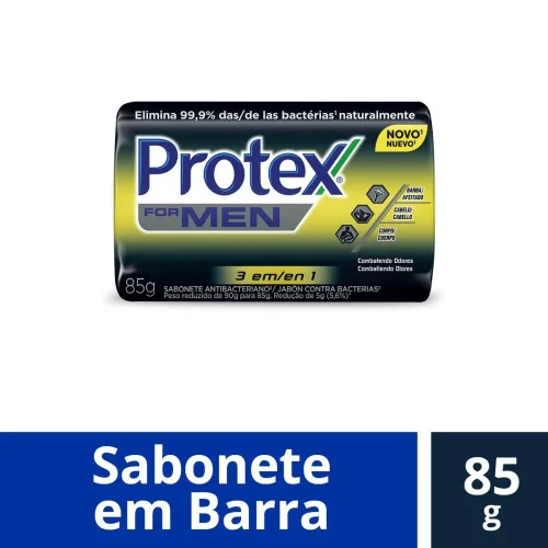 Sabonete Em Barra Antibacteriano 3 Em 1 Protex For Men Cartucho 90g - PROTEX - Higiene E Beleza