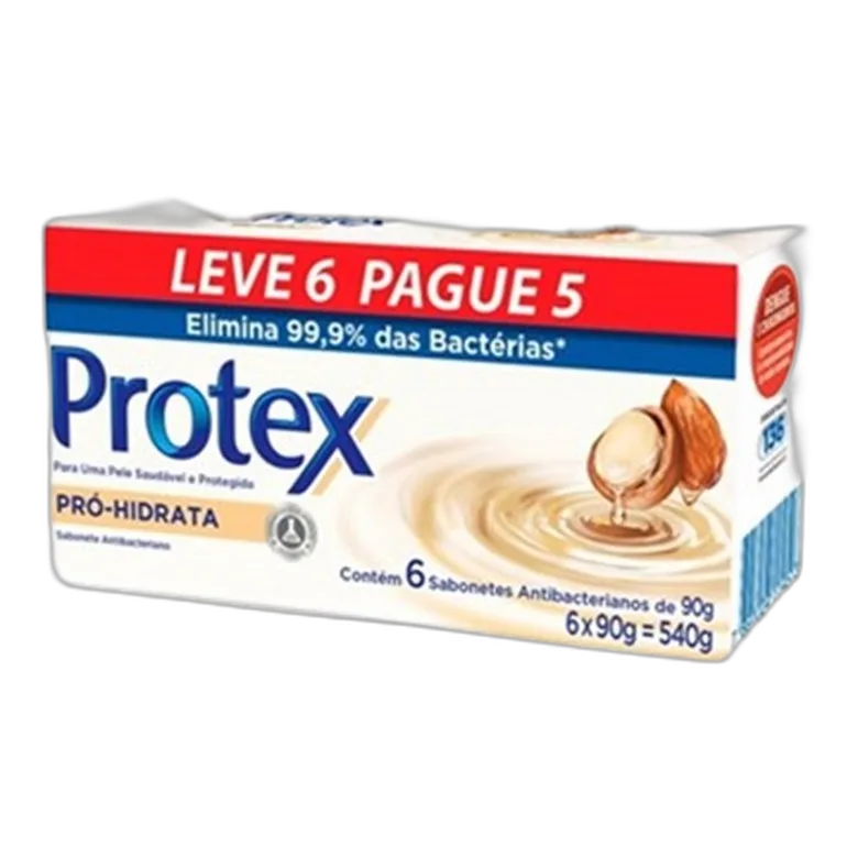 Pack Sabonete Em Barra Antibacteriano Pro Hidrata Protex Cartucho Leve 6 Pague 5 Unidades 90g Cada - PROTEX - Higiene E Beleza