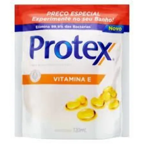 Sabonete Líquido Antibacteriano Protex Vitamina E Sachê 120ml Refil - PROTEX - Higiene E Beleza