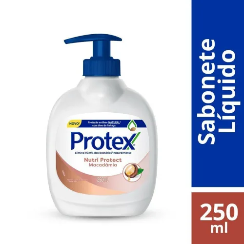 SABONETE LÍQUIDO ANTIBACTERIANO MÃOS PROTEX 250ML MACADÂMIA - PROTEX