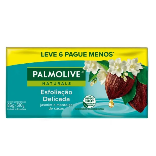Pack Sabonete Em Barra Esfoliação Delicada Jasmim E Manteiga De Cacau Palmolive Naturals Cartucho 510g Leve 6 Pague 5 Unidades - PALMOLIVE - Higiene E Beleza