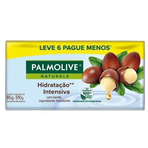 Pack Sabonete Em Barra Hidratação Intensiva Karité Palmolive Naturals Cartucho 510g Leve 6 Pague 5 Unidades - PALMOLIVE - Higiene E Beleza