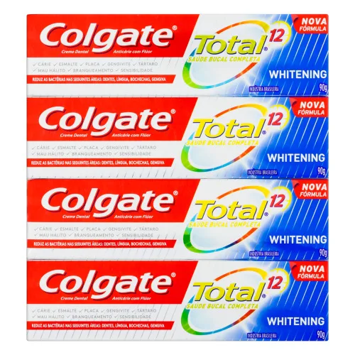 PACK CREME DENTAL WHITENING COLGATE TOTAL 12 CAIXA 4 UNIDADES 90G CADA - COLGATE