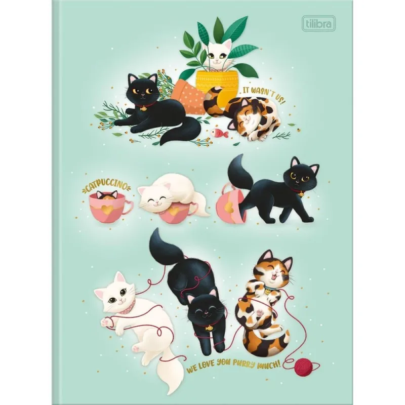 Caderno Brochurao Capa Dura Purrfect CATS 80FLS. - Tilibra - Papelaria