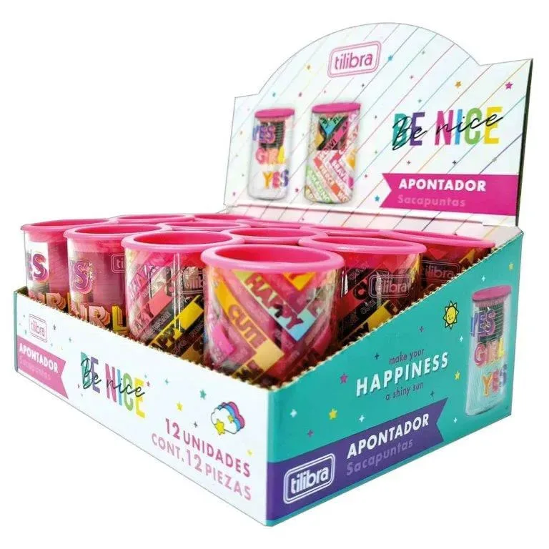 Apontador plastico duplo tilibra - be nice sortido - cx C/12 - Tilibra - Papelaria