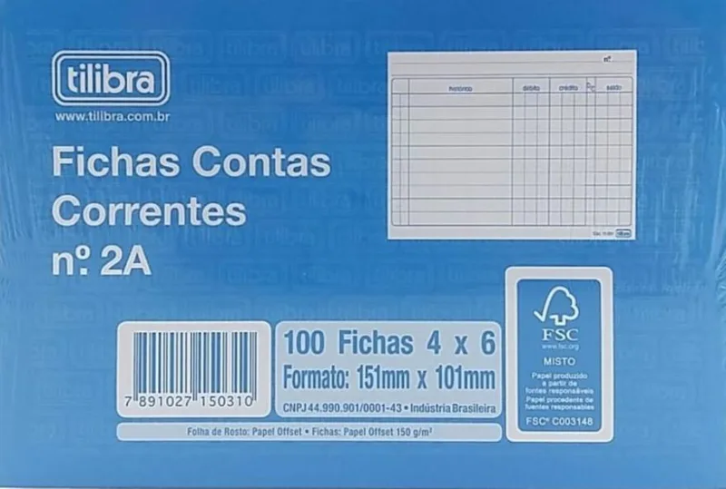 Ficha Conta Corrente N 2a 4x6 100 Unidades - LC - Papelaria