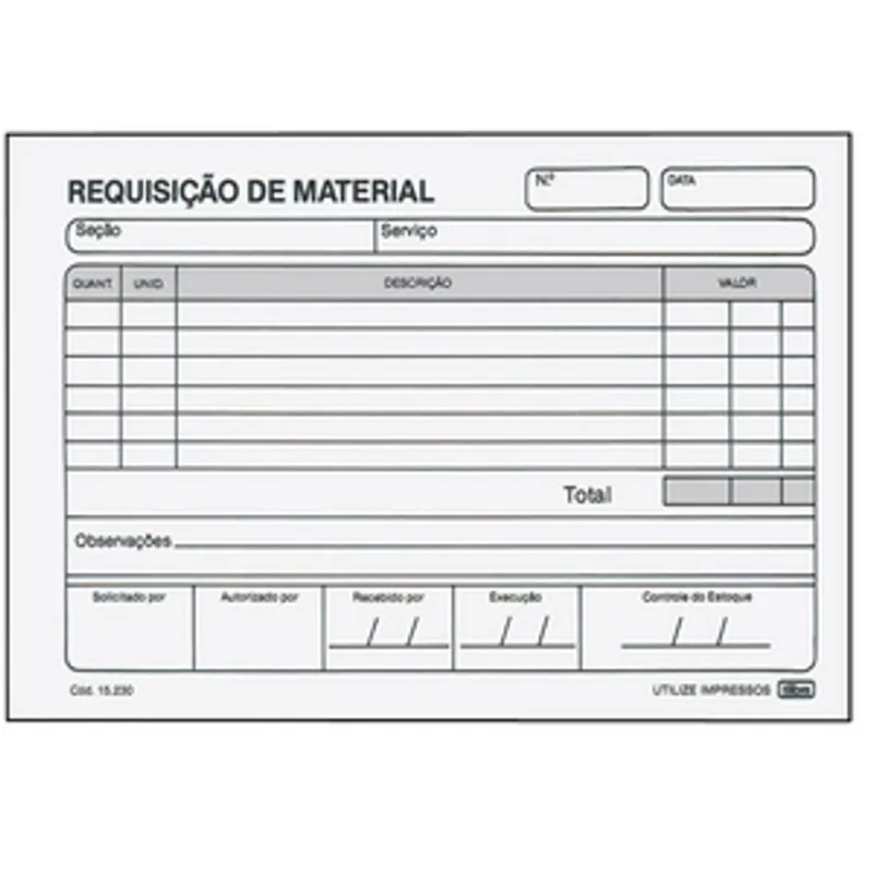 Bloco Requisição Material Simples 50 Folhas