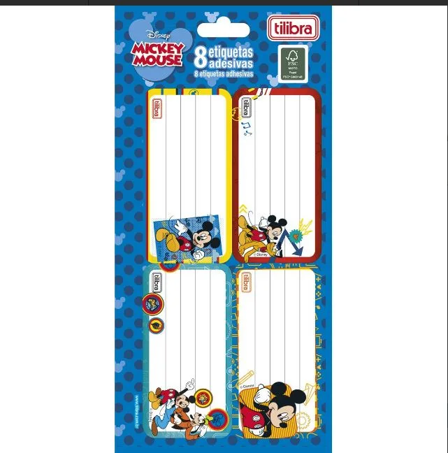 Etiqueta Escolar Com 8 Unidades Mickey Disney - LC - Papelaria