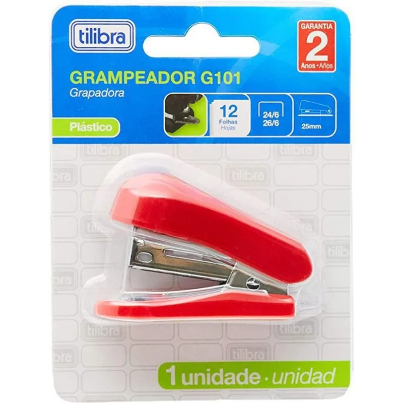 Mini Grampeador Tilibra Vermelho